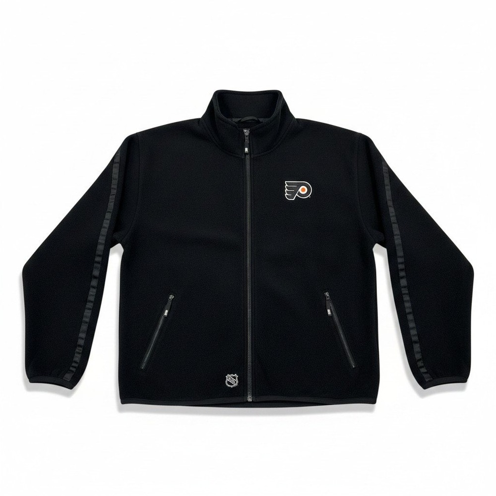 NHL Philadelphia Flyers XL Black‎ Fleece Full Zip Jacket Mens Vintage Cozy